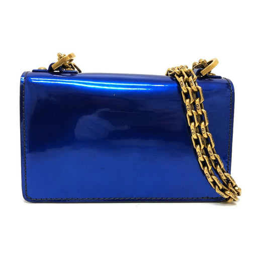 Dior Shoulder Bag Enamel / leather gunmetal blue Jadior