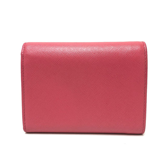 PRADA Trifold wallet 1MH840 saffiano leather pink logo ribbon