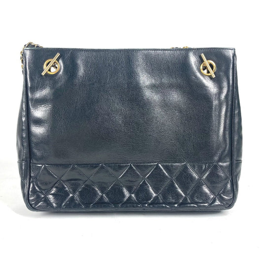 CHANEL Shoulder Bag lambskin black Quilted Matelasse Vintage WChain bag Women Used Authentic