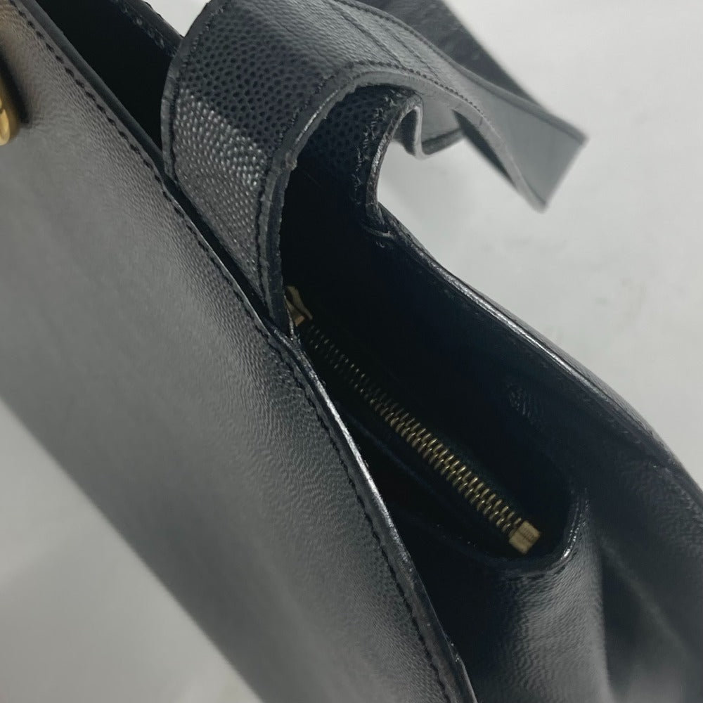 CELINE Shoulder Bag leather black vintage logo Women Used Authentic