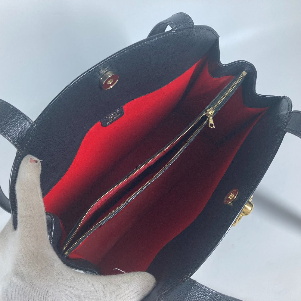 CELINE Shoulder Bag leather black vintage logo Women Used Authentic