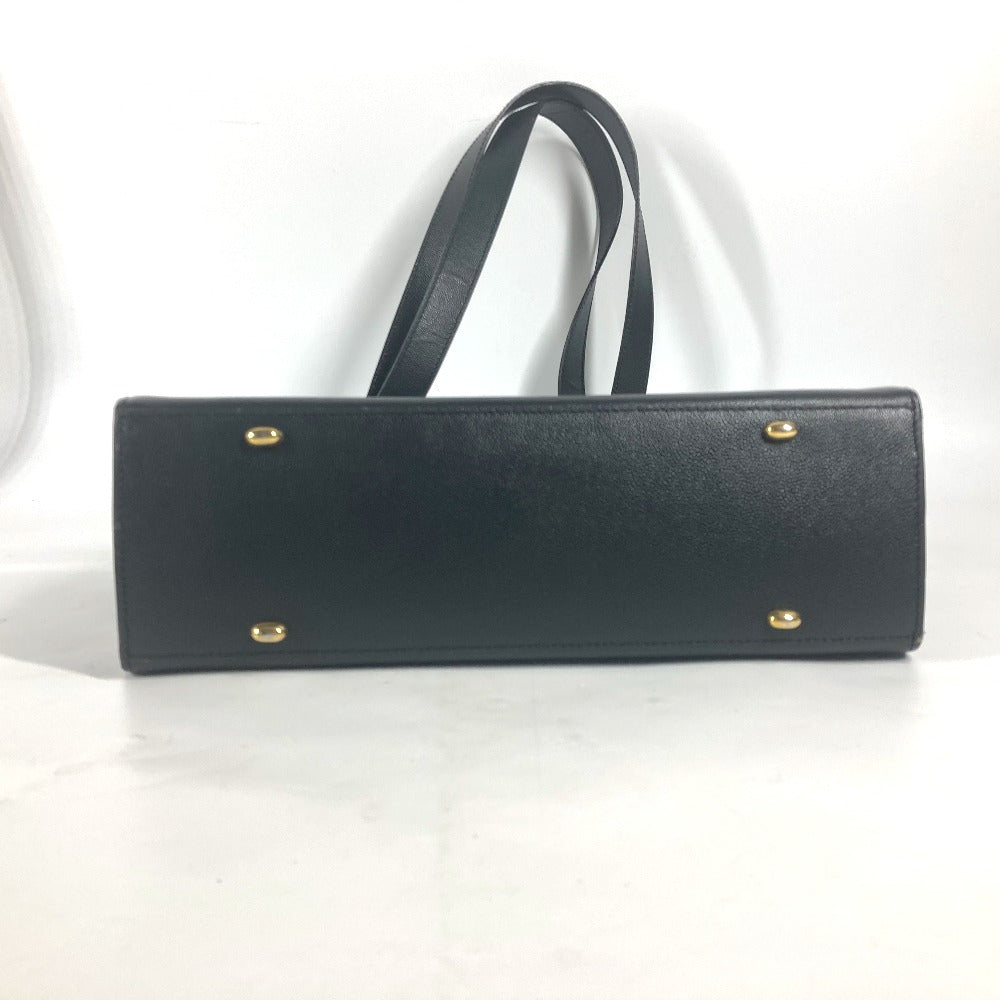CELINE Shoulder Bag leather black vintage logo Women Used Authentic