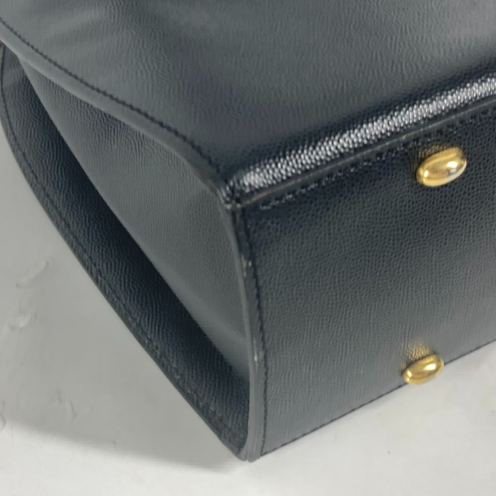 CELINE Shoulder Bag leather black vintage logo Women Used Authentic