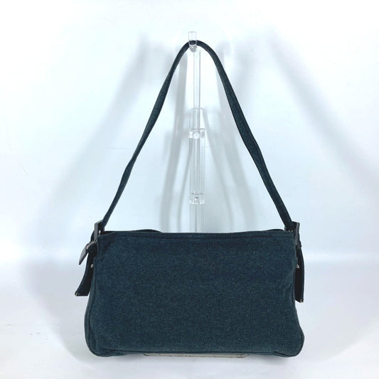 FENDI Shoulder Bag Jersey gray Mamma Bucket logo Women Used Authentic