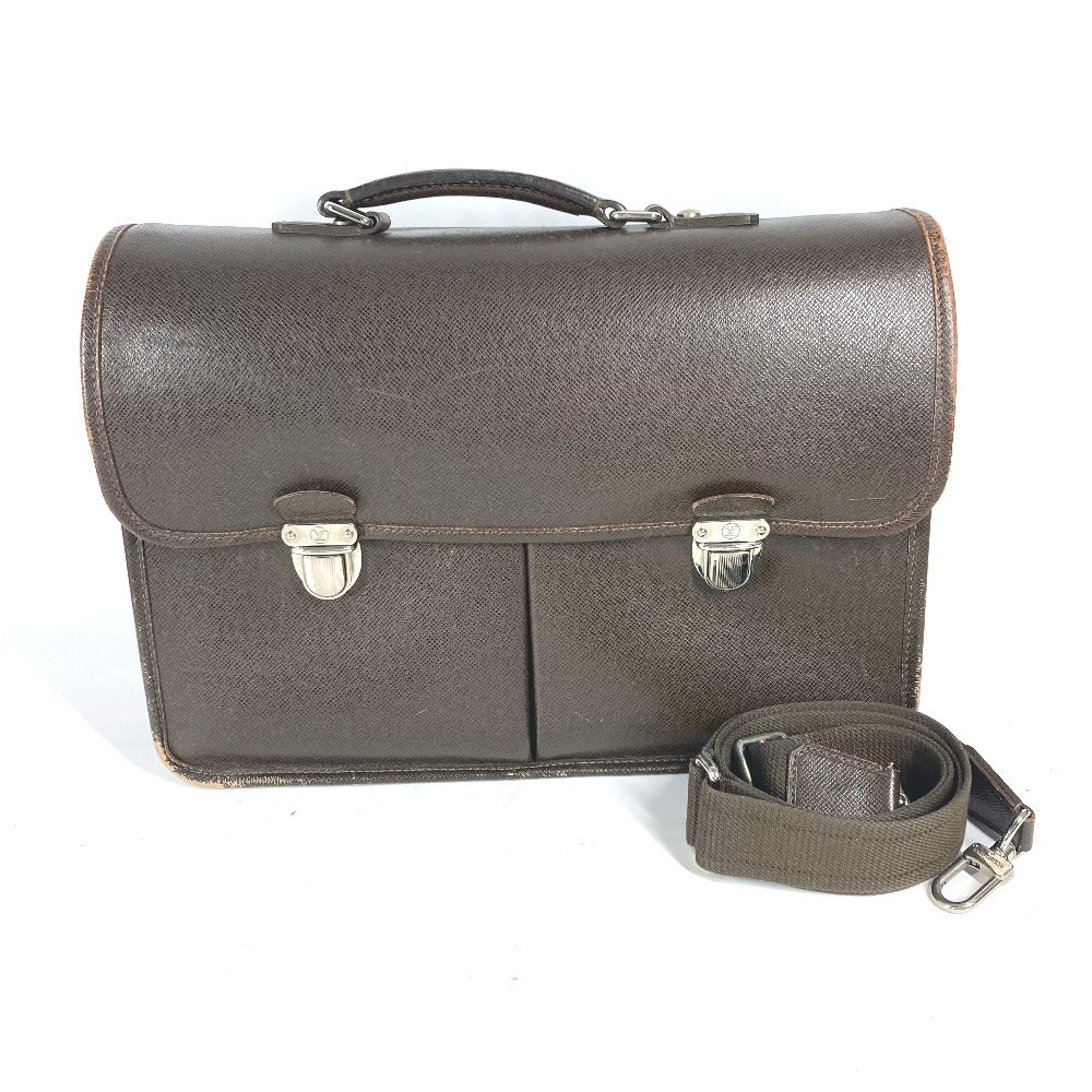 LOUIS VUITTON Business bag M32618 Taiga Leather Brown Taiga Anton mens Used Authentic