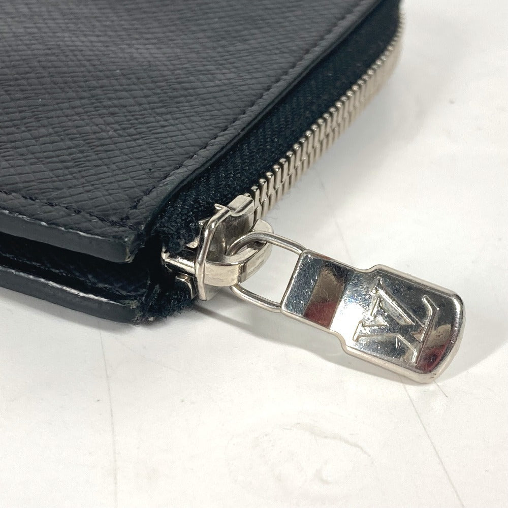 LOUIS VUITTON Coin case M63375 Taiga Leather black Taiga Portemonejour mens(Unisex) Used Authentic