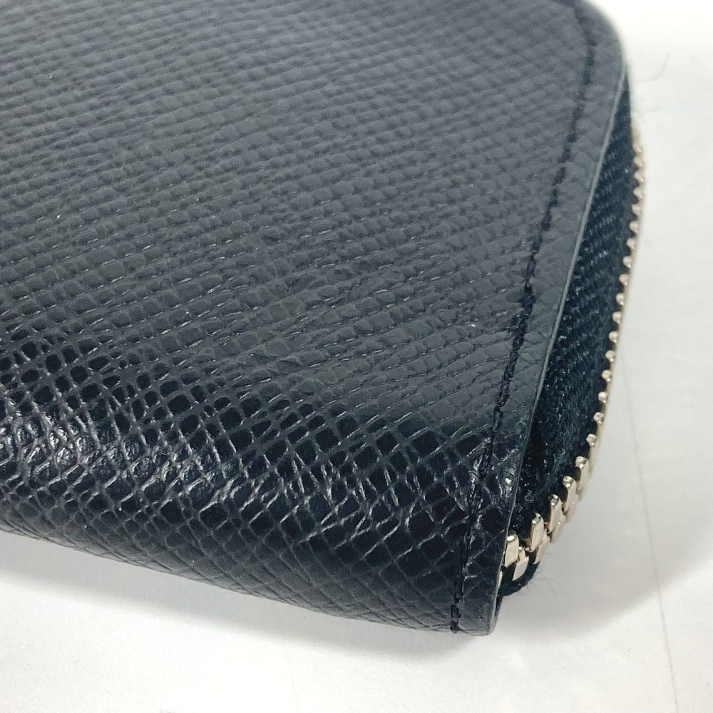 LOUIS VUITTON Coin case M63375 Taiga Leather black Taiga Portemonejour mens(Unisex) Used Authentic