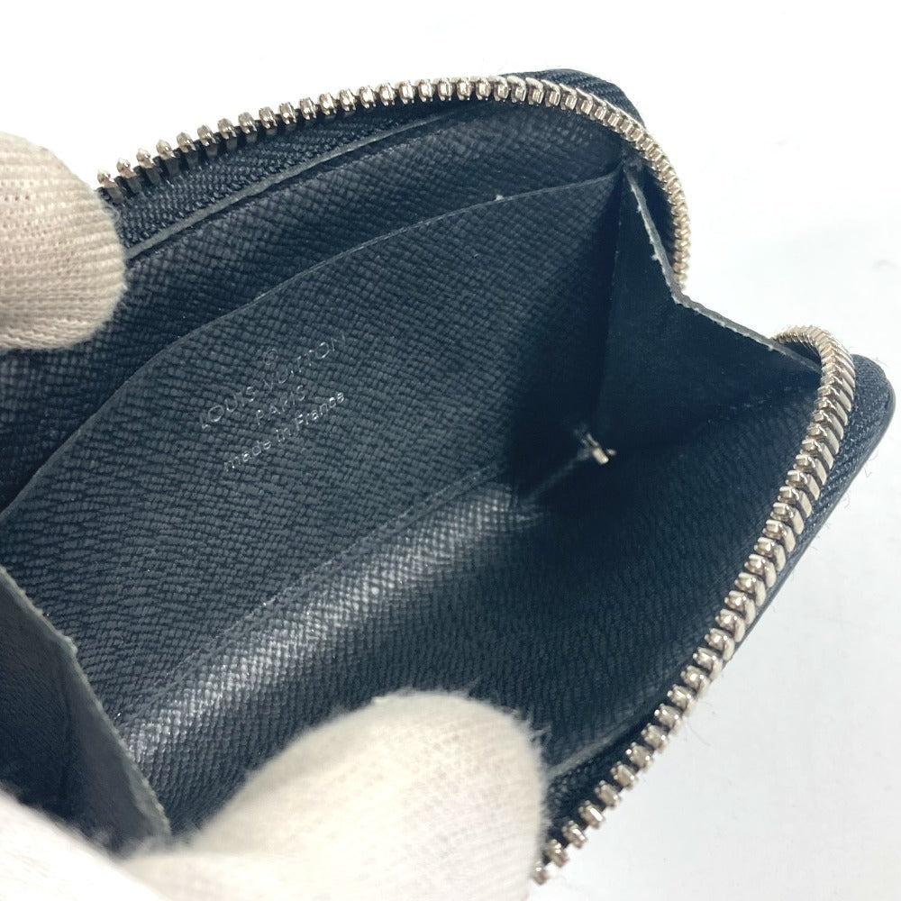 LOUIS VUITTON Coin case M63375 Taiga Leather black Taiga Portemonejour mens(Unisex) Used Authentic