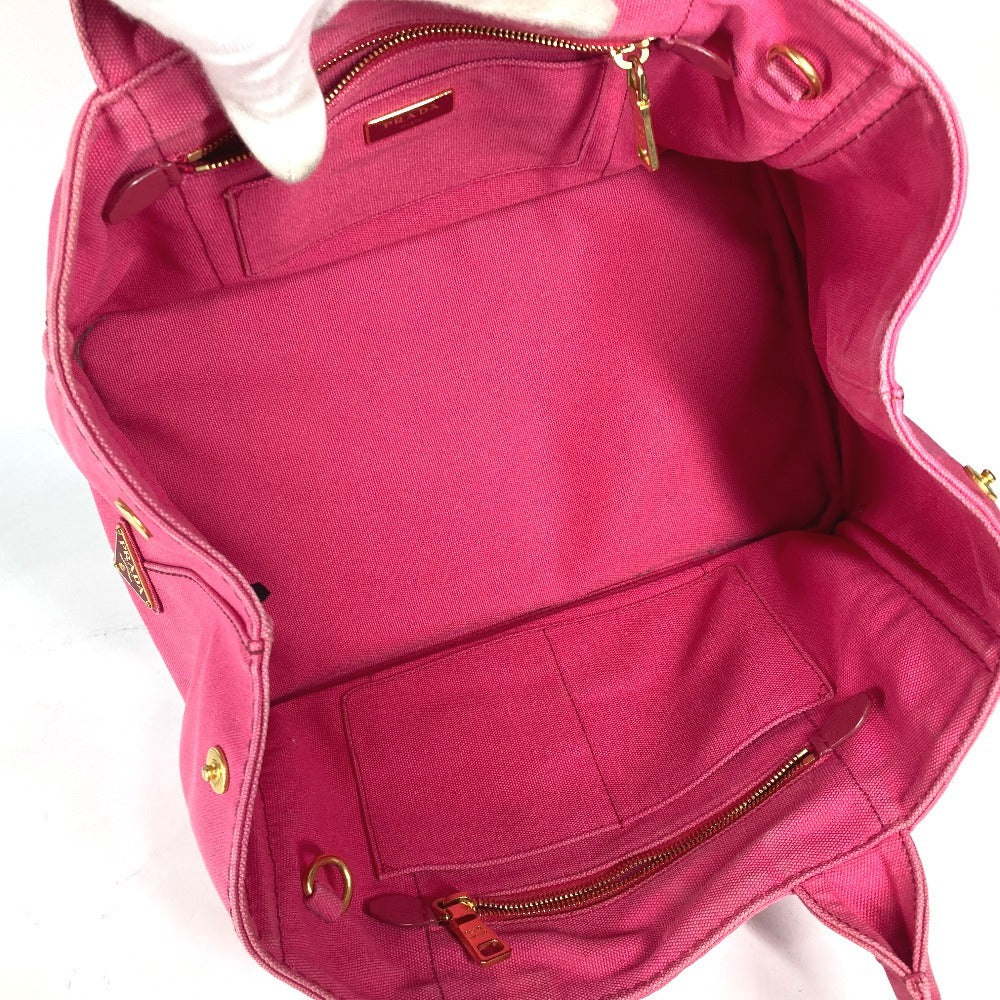 PRADA Tote Bag canvas pink Canapa logo Women Used Authentic