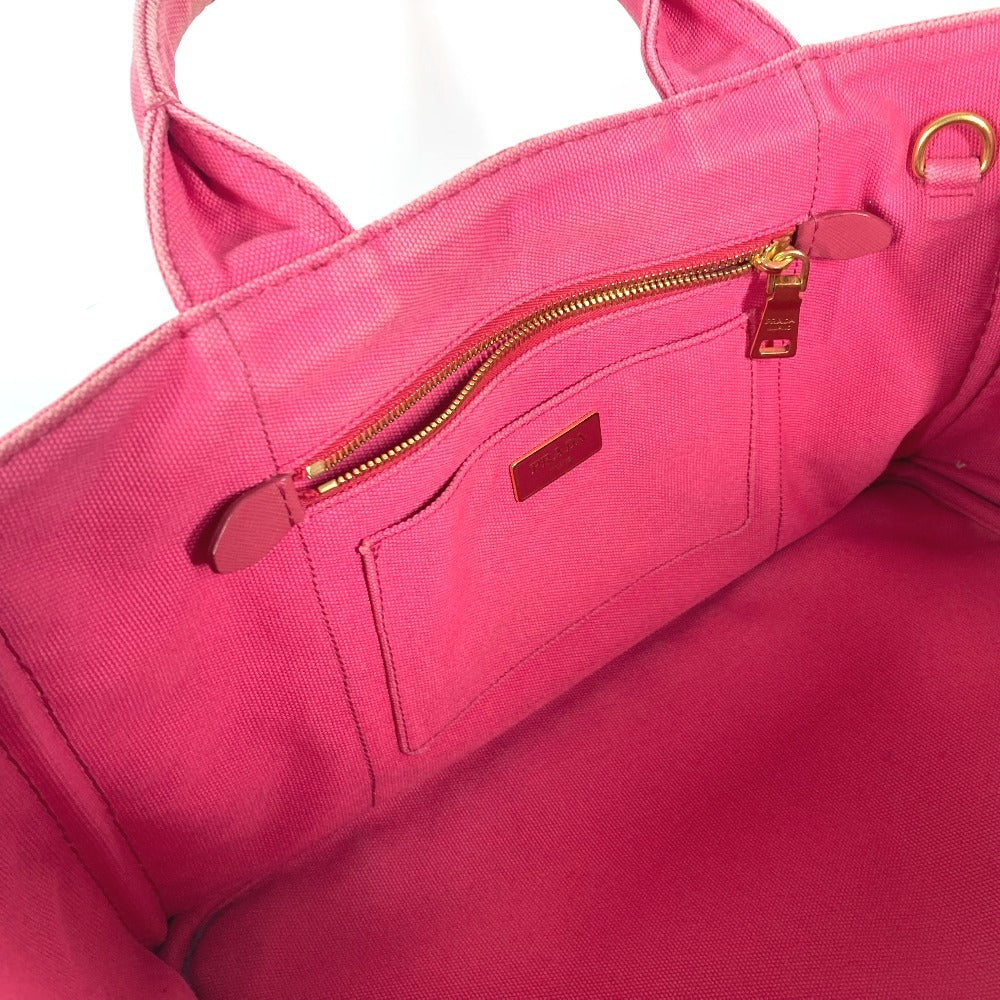 PRADA Tote Bag canvas pink Canapa logo Women Used Authentic