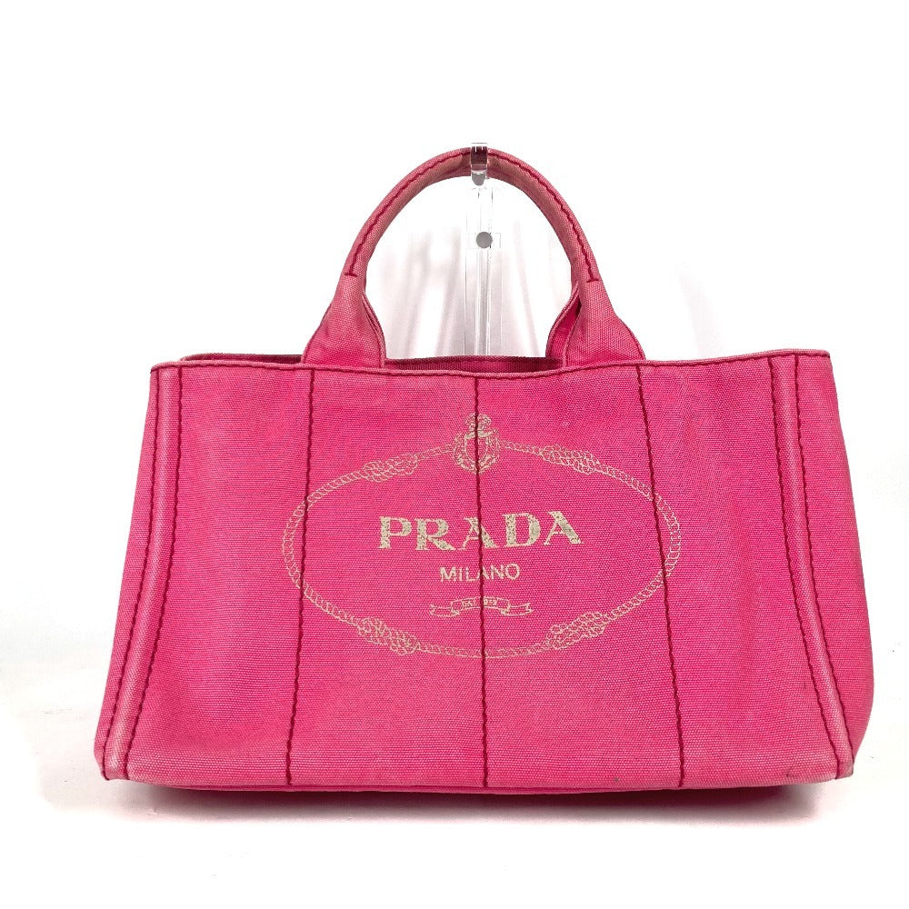 PRADA Tote Bag canvas pink Canapa logo Women Used Authentic
