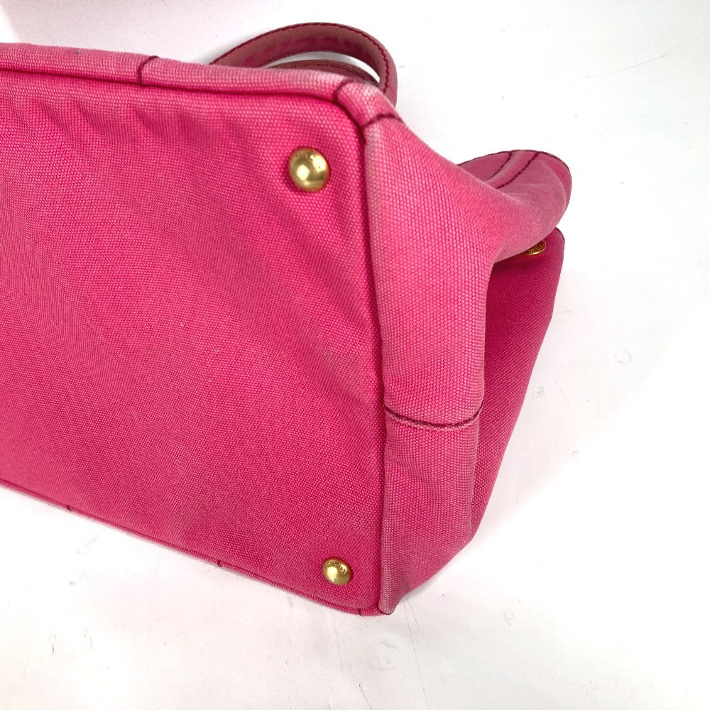 PRADA Tote Bag canvas pink Canapa logo Women Used Authentic
