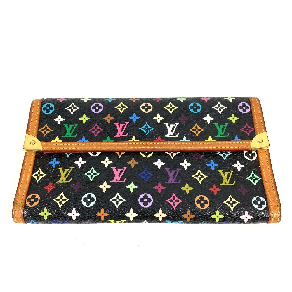 LOUIS VUITTON Long Wallet Purse M92658 Monogram multicolor canvas black Monogram multicolor Porte Tresor International unisex(Unisex) Used Authentic