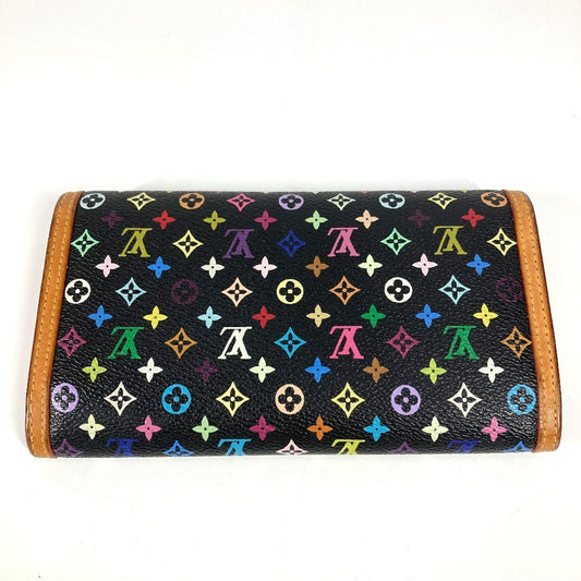 LOUIS VUITTON Long Wallet Purse M92658 Monogram multicolor canvas black Monogram multicolor Porte Tresor International unisex(Unisex) Used Authentic