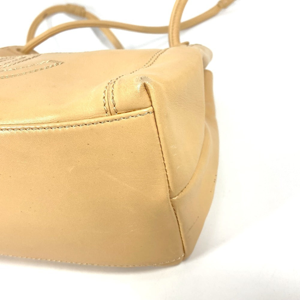 CHANEL Shoulder Bag leather beige vintage CC COCO Mark Fringe Tassel