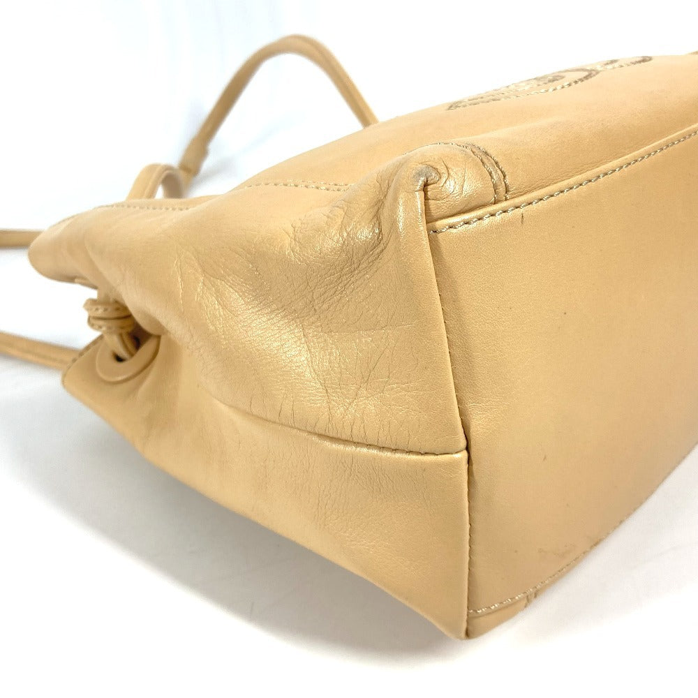 CHANEL Shoulder Bag leather beige vintage CC COCO Mark Fringe Tassel