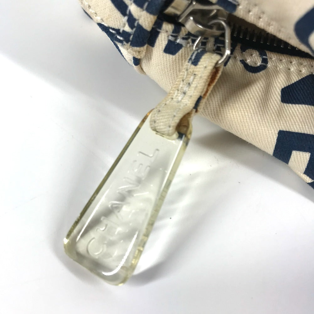 CHANEL Pouch canvas white Bysy line Pouch