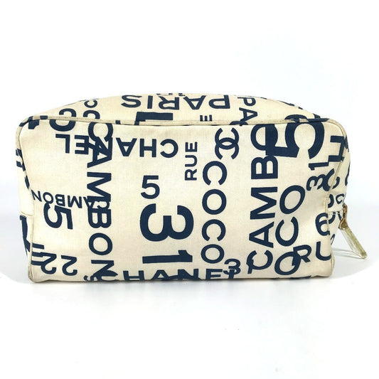 CHANEL Pouch canvas white Bysy line Pouch