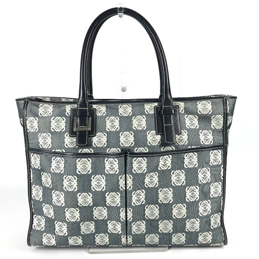 LOEWE Business bag Leather / canvas Gray type Anagram logo