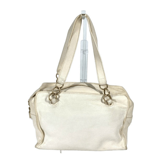 CHANEL Shoulder Bag leather white Shoulder CC COCO Mark logo