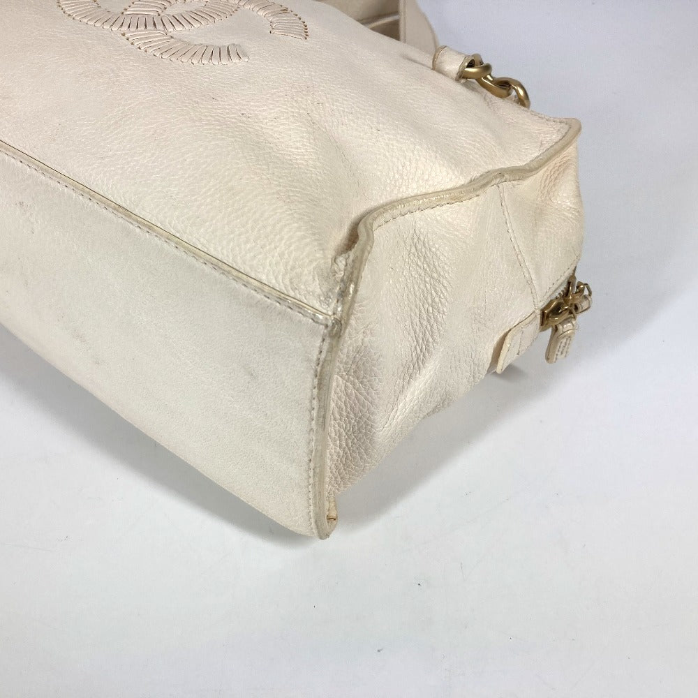 CHANEL Shoulder Bag leather white Shoulder CC COCO Mark logo