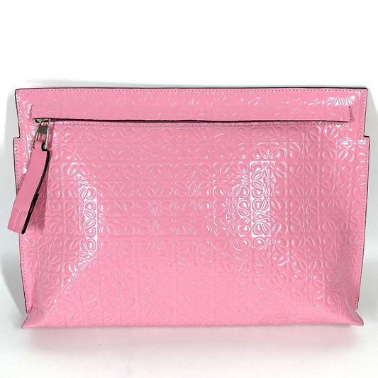 LOEWE Clutch bag leather pink T pouch anagram logo