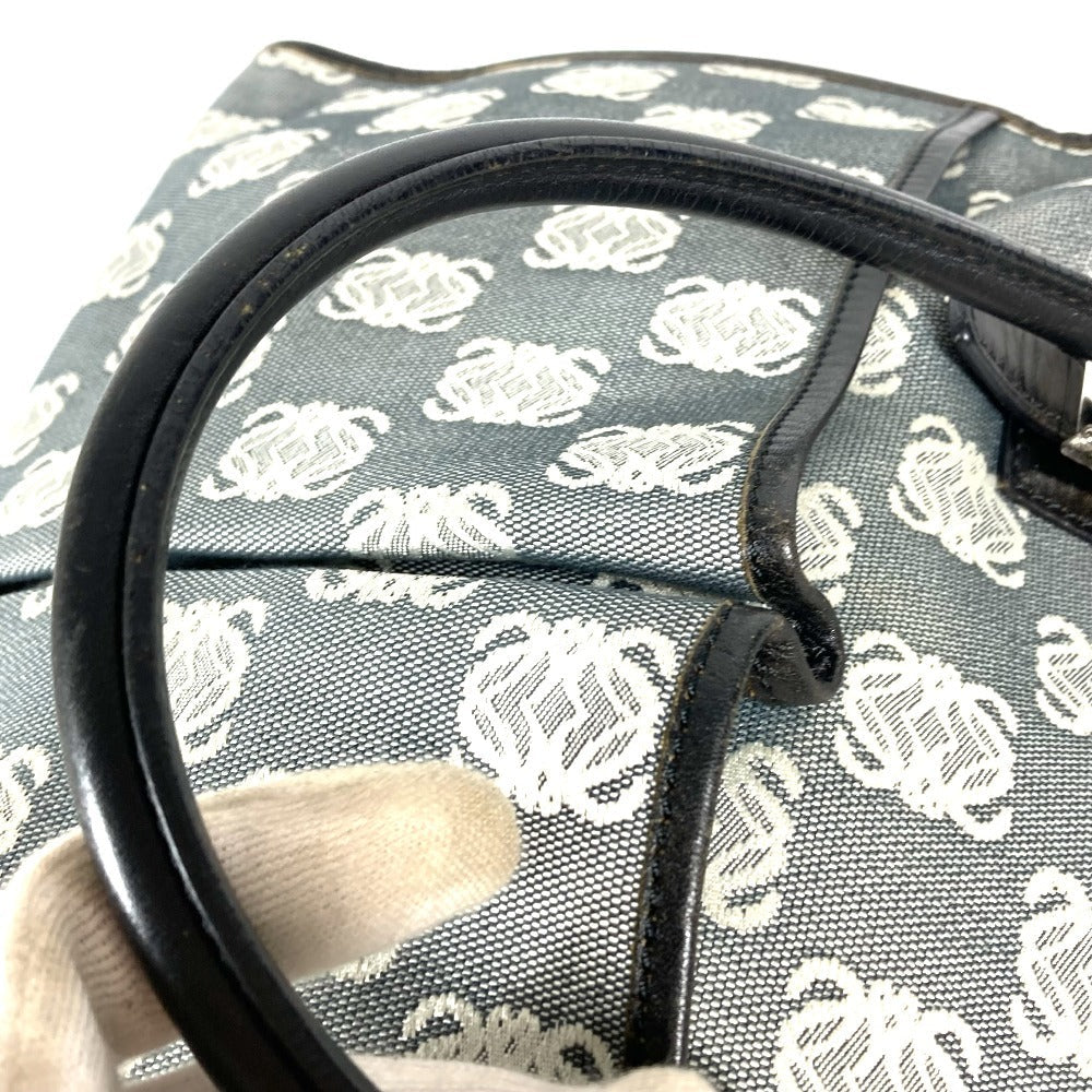 LOEWE Business bag Leather / canvas black Anagram total logo