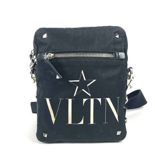VALENTINO Shoulder Bag Nylon black logo studs
