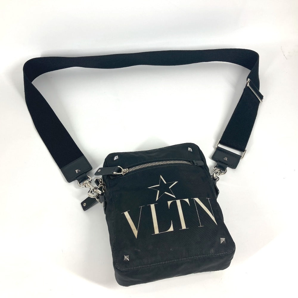 VALENTINO Shoulder Bag Nylon black logo studs