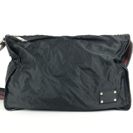FENDI Shoulder Bag 7VA148 Leather / nylon black Zucca logo