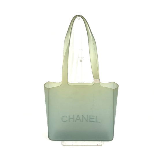 CHANEL Tote Bag rubber green Beach bag logo Women Used Authentic