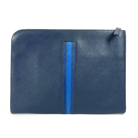 PRADA Clutch bag AV5841 saffiano leather Navy logo