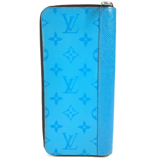 LOUIS VUITTON Long Wallet Purse M30467 Monogram canvas, Taiga leather blue Taigalama Zippy Wallet Vertical
