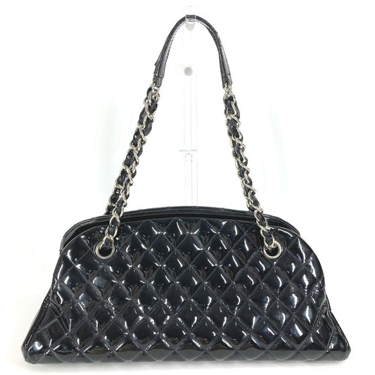 CHANEL Shoulder Bag enamel black Mademoiselle boring bag CC COCO Mark logo Matelasse quilting