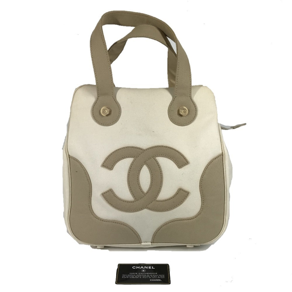CHANEL Handbag canvas beige CC COCO Mark logo marshmallow