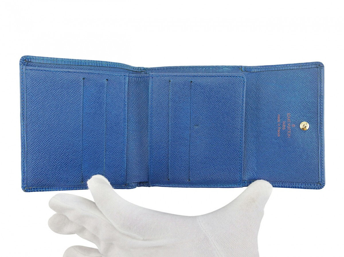 LOUIS VUITTON Bifold Wallet M63485 blue Porte Monnaie Billets Cartes Credit