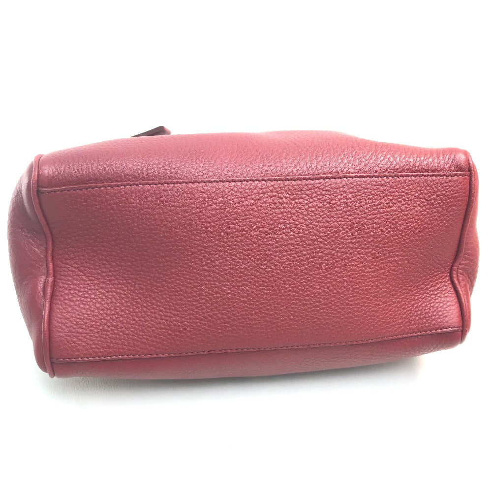 PRADA Pouch leather Red Triangle With logo Women Used Authentic