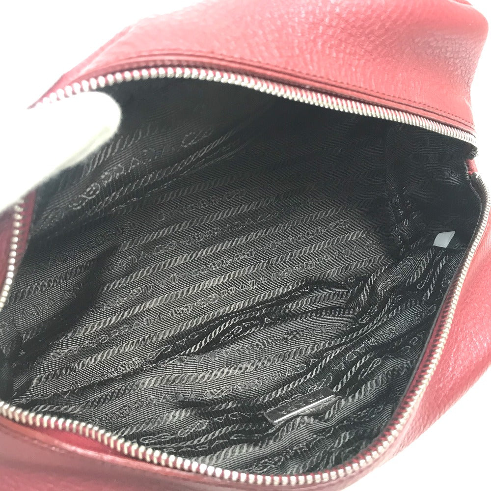 PRADA Pouch leather Red Triangle With logo Women Used Authentic