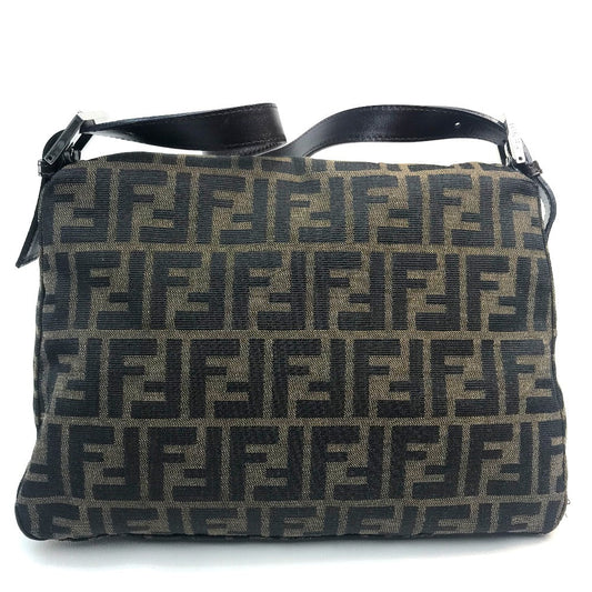 FENDI Shoulder Bag Canvas / leather Brown Zucca FF pattern Mamma Bucket Women Used Authentic