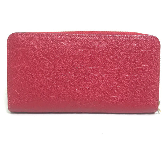LOUIS VUITTON Long Wallet Purse M68571 Monogram Ann Platt Leather Red Monogram Ann Platt Zippy wallet Women Used Authentic