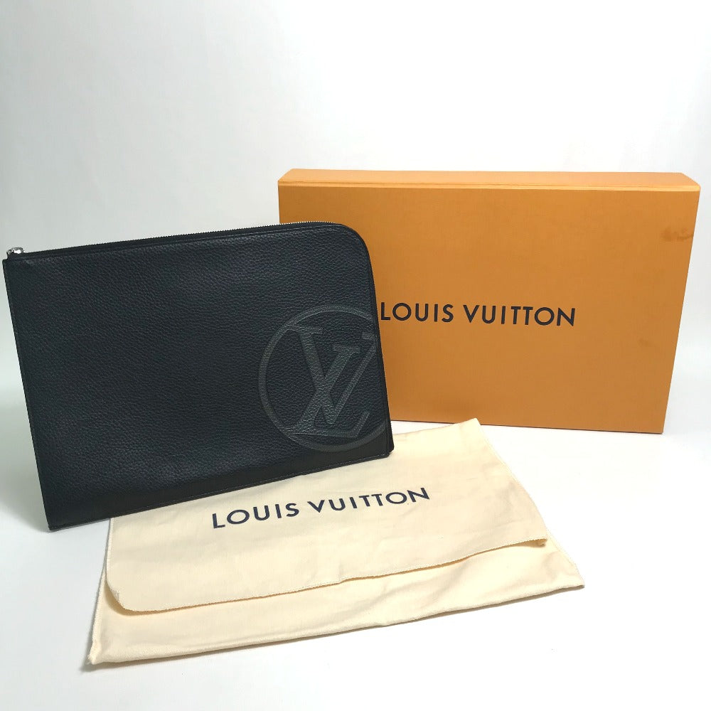 LOUIS VUITTON Clutch bag M67756 Taurillon Clemence Leather black LV Circle bag mens Used Authentic