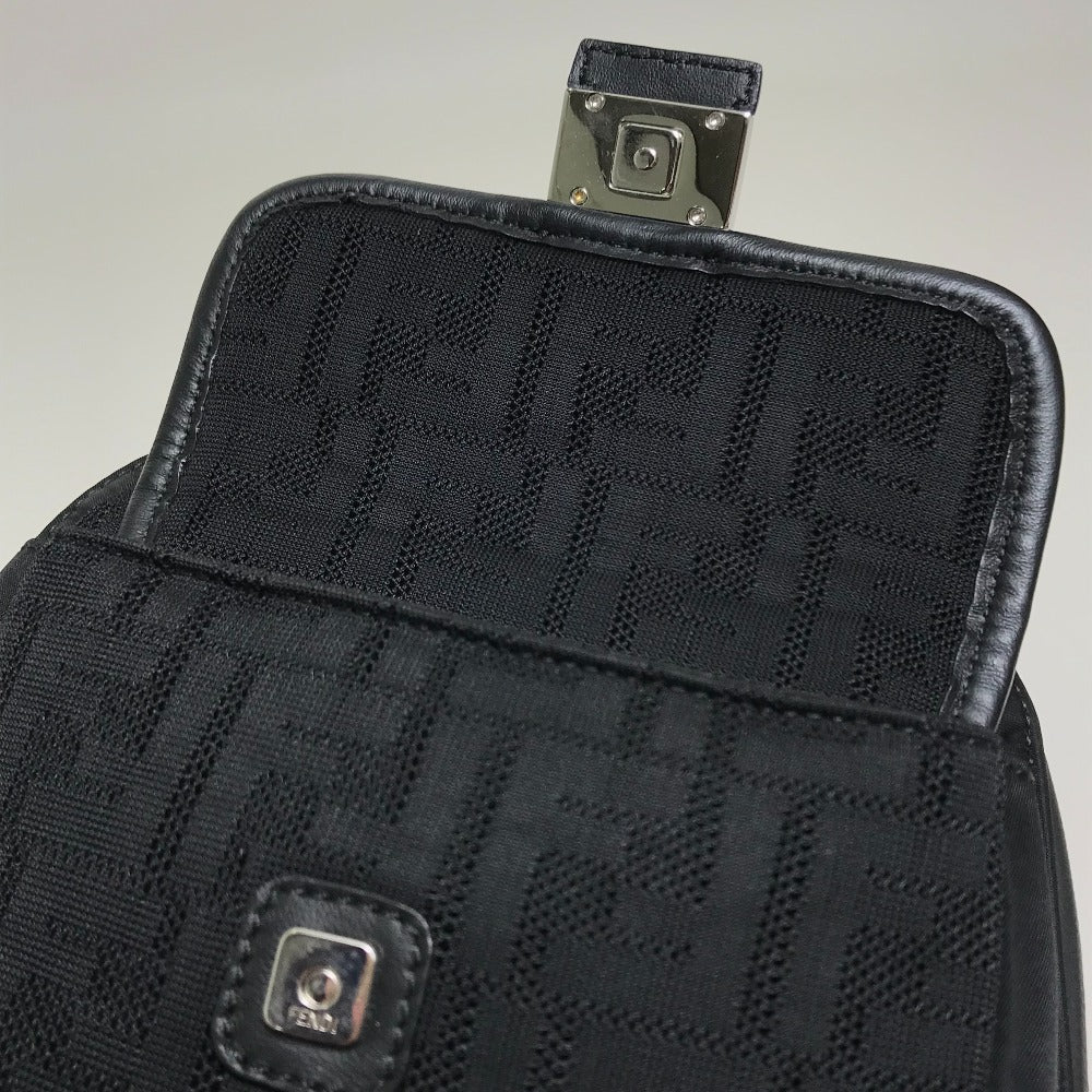 FENDI Shoulder Bag 7VZ049 Fabric / Leather Black / red Belt bag Zucca FF pattern mens Used Authentic