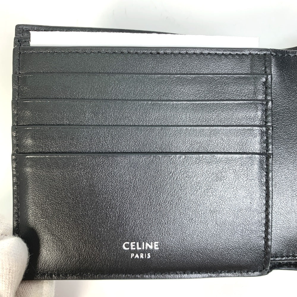 CELINE Folded wallet 10C873DME leather black logo Bi-fold wallet Women(Unisex) Used Authentic