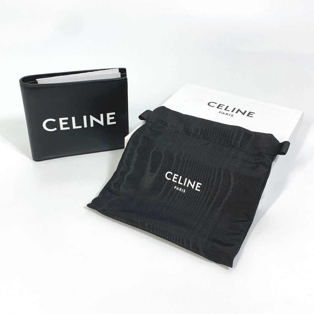 CELINE Folded wallet 10C873DME leather black logo Bi-fold wallet Women(Unisex) Used Authentic