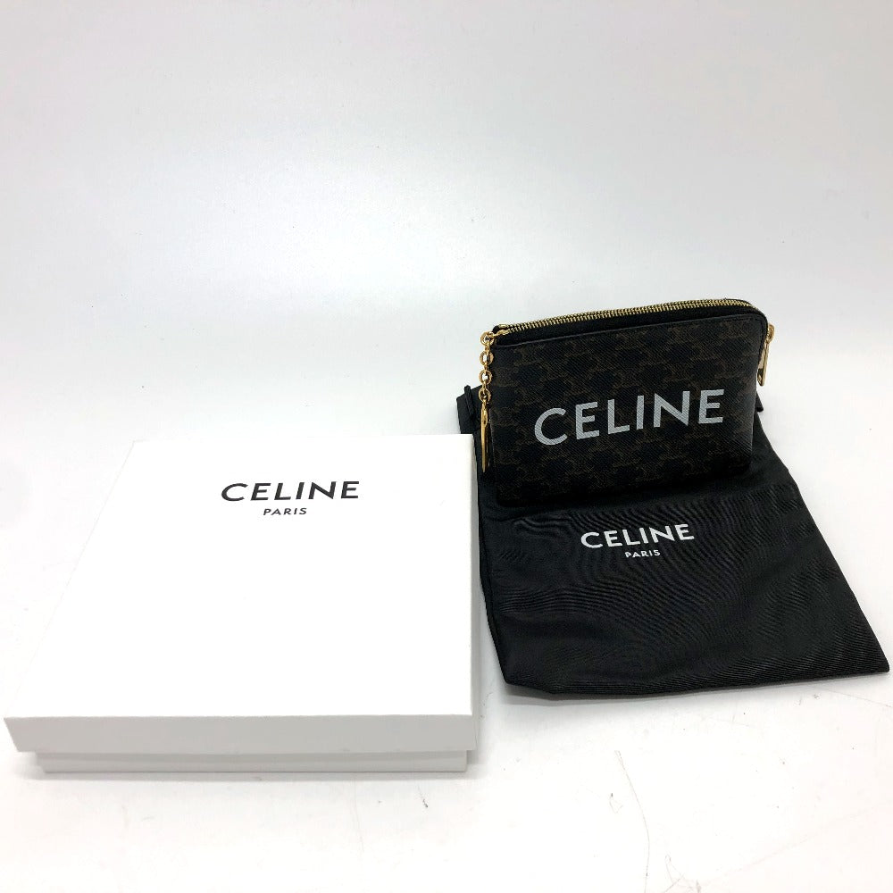 CELINE Coin case 10C662CA2 PVC / Leather Brown Triomphe Women(Unisex) Used Authentic