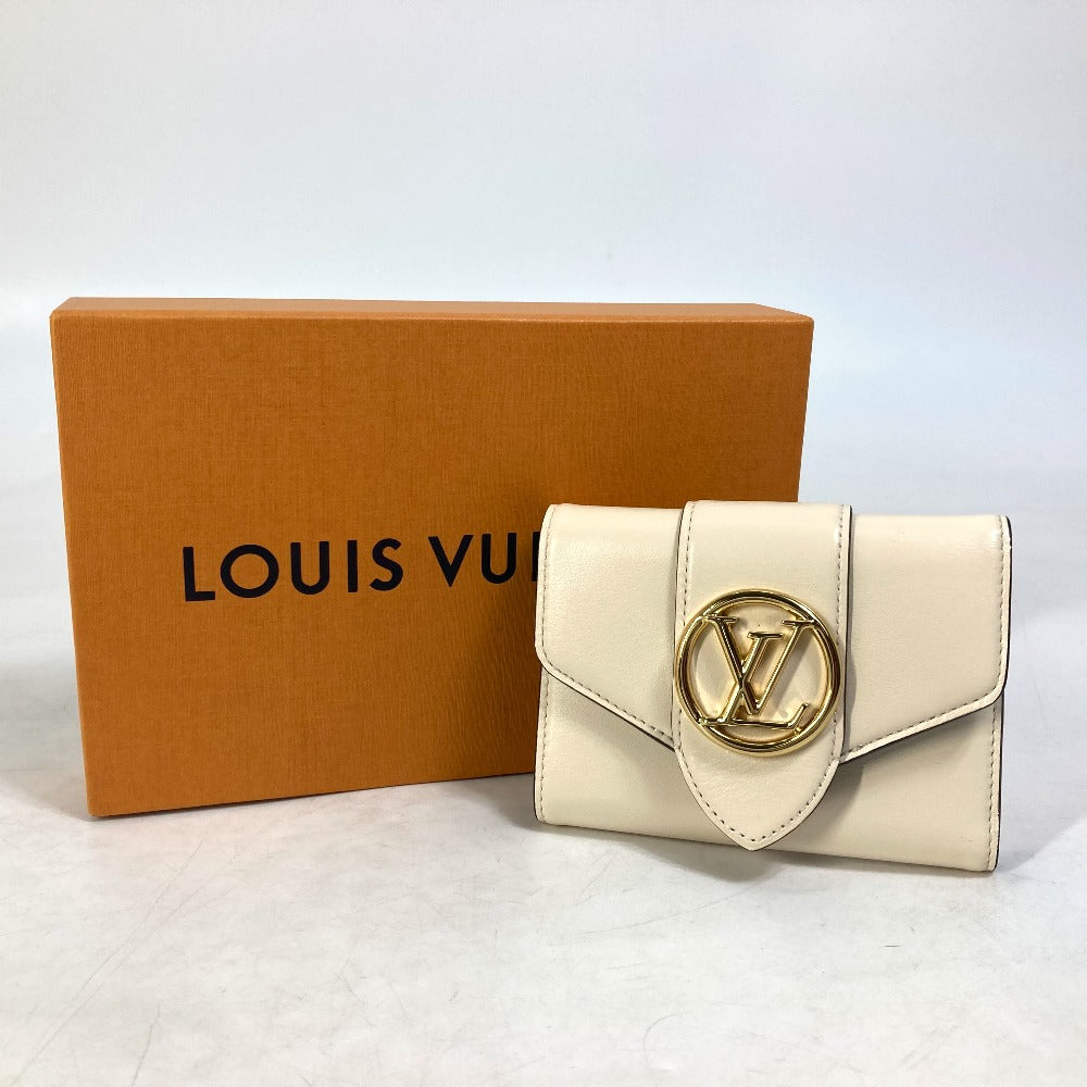 LOUIS VUITTON Trifold wallet M69176 leather white Portefeuille LV Pont Neuf Women Used Authentic