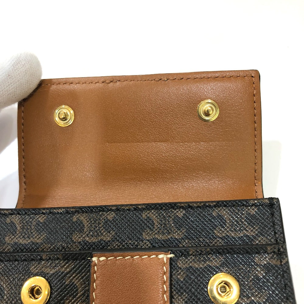 CELINE Trifold wallet PVC / Leather Brown Triomphe Small trifold Women Used Authentic