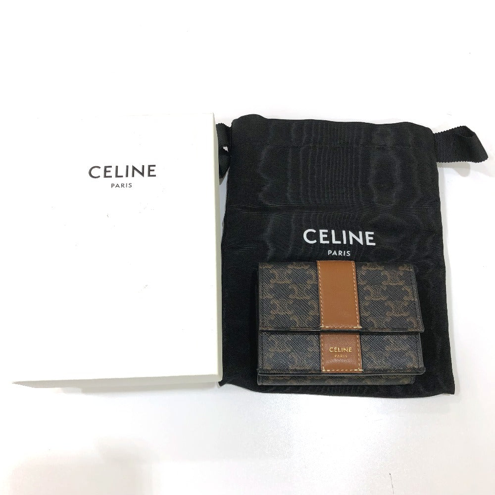 CELINE Trifold wallet PVC / Leather Brown Triomphe Small trifold Women Used Authentic