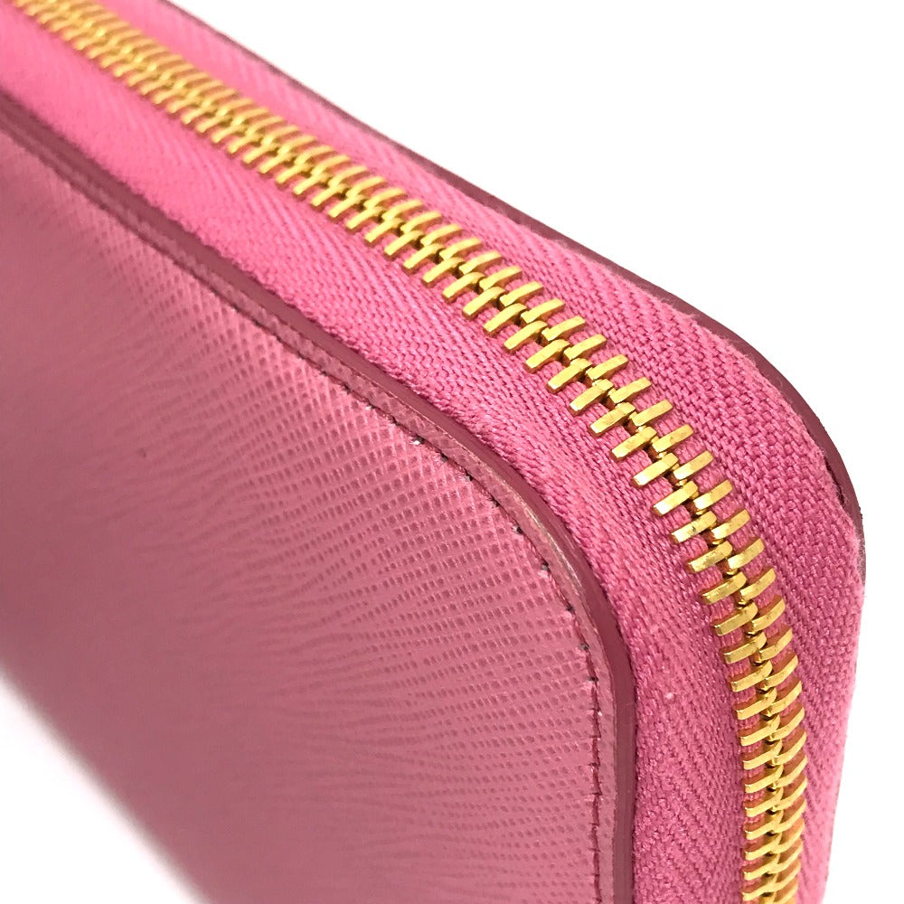PRADA Long Wallet Purse 1ML506 saffiano leather pink logo Saffiano Shine Women Used Authentic