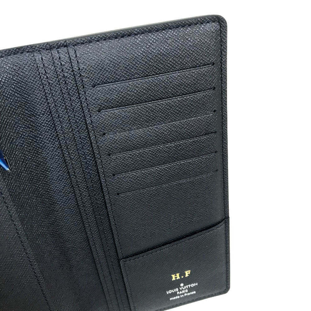 LOUIS VUITTON Long Wallet Purse M30502 Taiga Leather Dark Navy type Taiga Portefeuille Braza mens Used Authentic